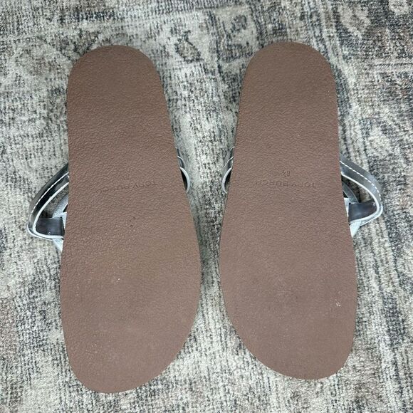 Tory Burch Miller Cloud Metallic Silver Sandals 8.5 - Picture 5 of 6